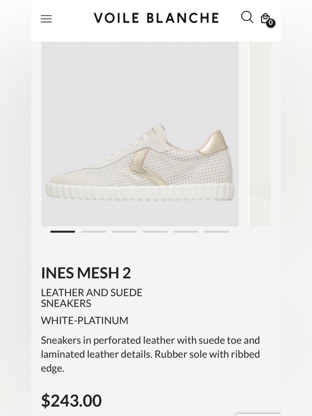 NWT VOILE BLANCHE INES Mesh 2 Leather And Suede Sneakers White-Platinum - Picture 3 of 16